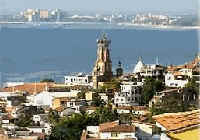 downtown puerto vallarta and banderas bay from Gaeta