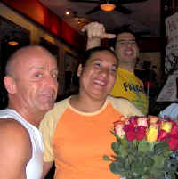 chuey, friends and flowers at apaches bar