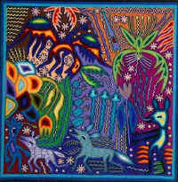 Yarn painting Huichol Indian by artist-shaman Jose Benito Sanchez - thanks to Arte Magico Huichol